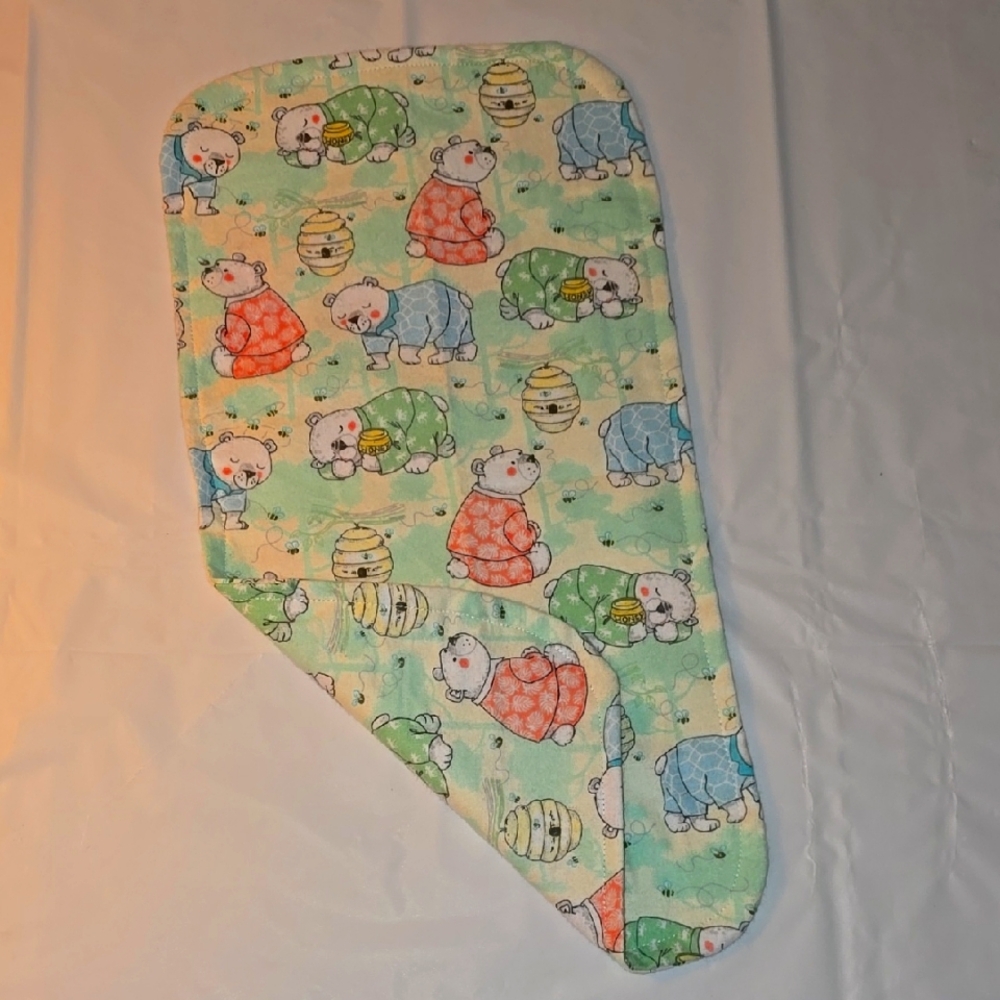 Burp Cloth Double Sided Flannel Bears With Bees Gender Neutral